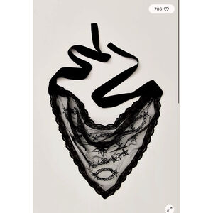 Free People Sheer Lace Perfection Hair Head Scarf NWT Black